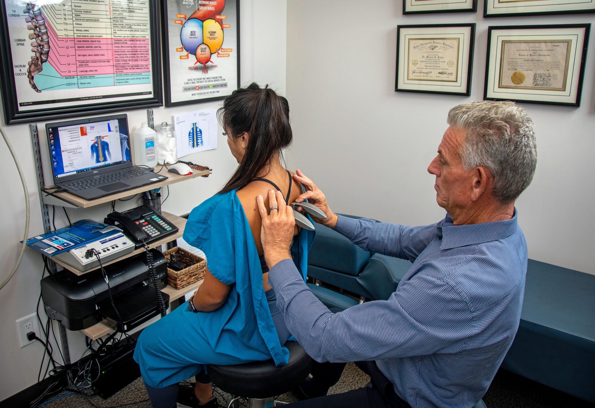 Reviewing a surface EMG nerve scan for numbness and tingling